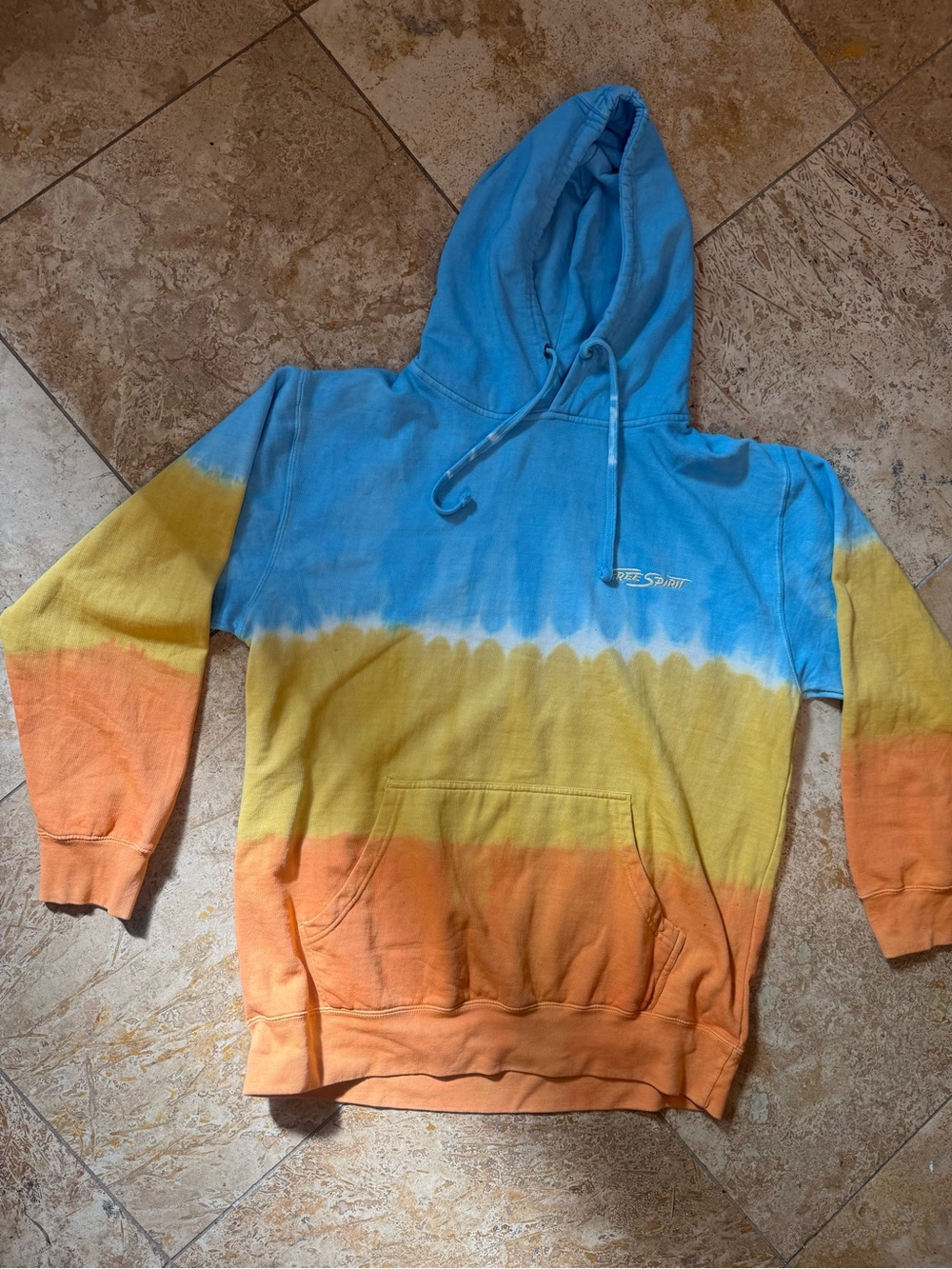 Tie-Dye Pullover Hoodie in Blue, Yellow & Orange